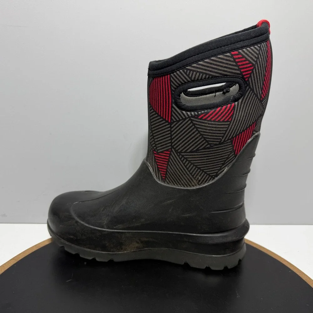 Bogs‎ Neo Classic Geo Boots Kids Youth 5 Waterproof Insulated Black Red Winter
